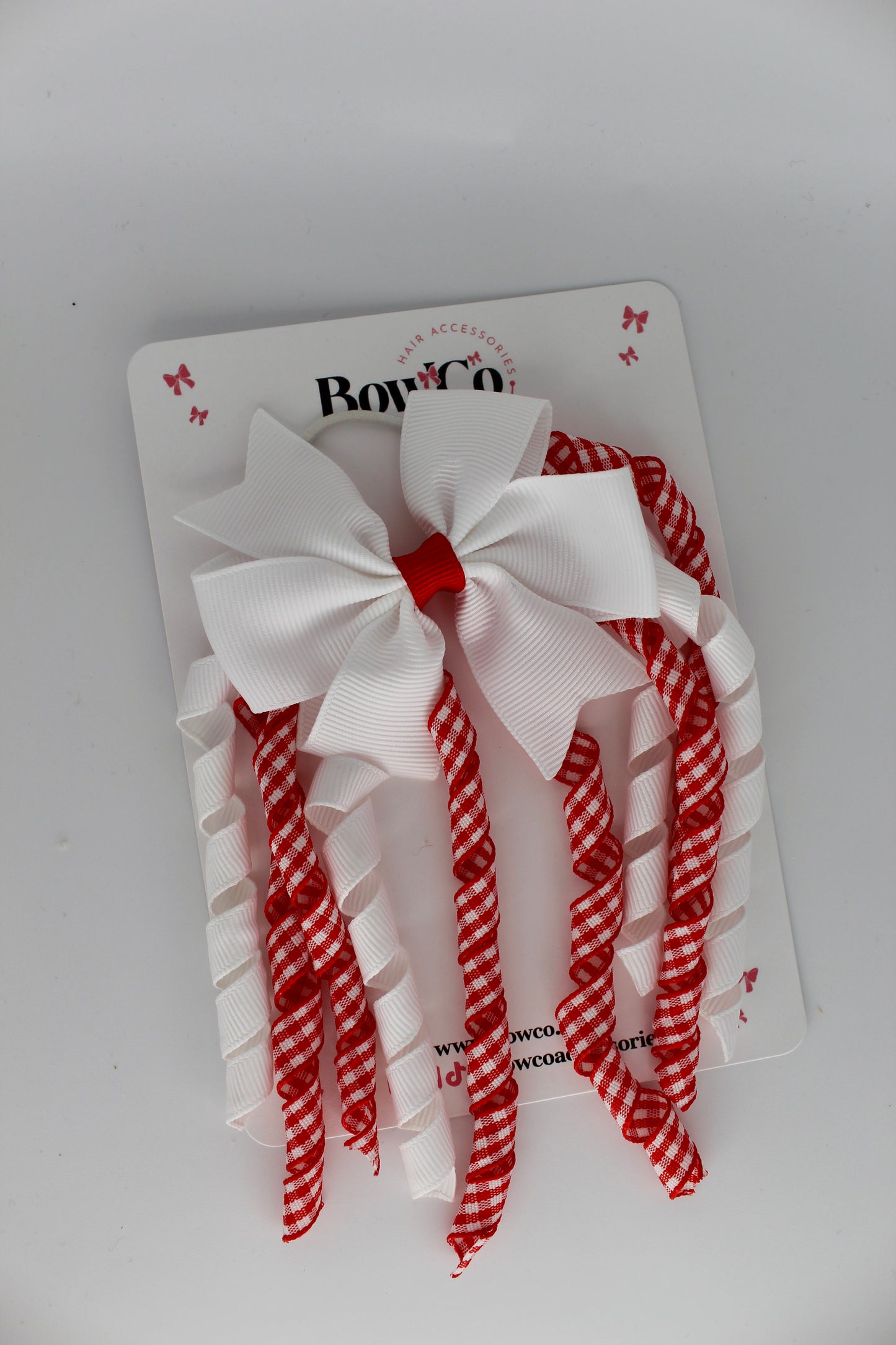 Pinwheel Corker Bow - Red Gingham - Elastic
