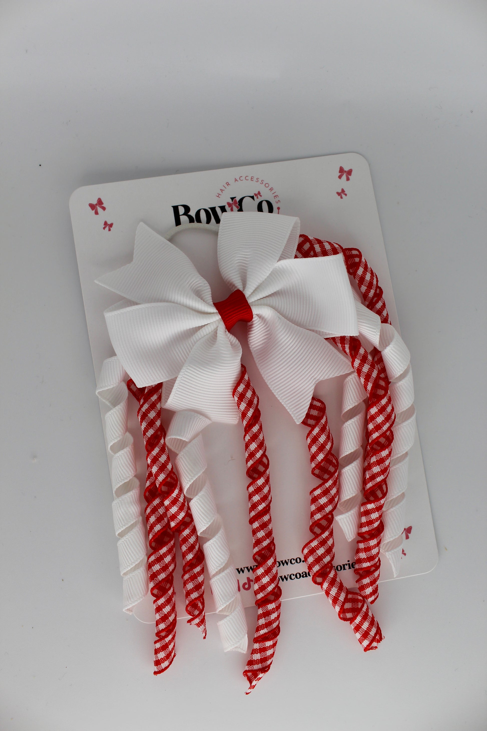 Pinwheel Corker Bow - Red Gingham - Elastic