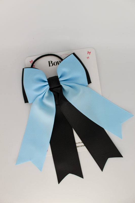 Classic Tail Bow - Elastic - Black and Blue Topaz