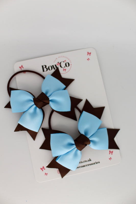 Knot Bow Set - Elastic - Blue Topaz and Brown