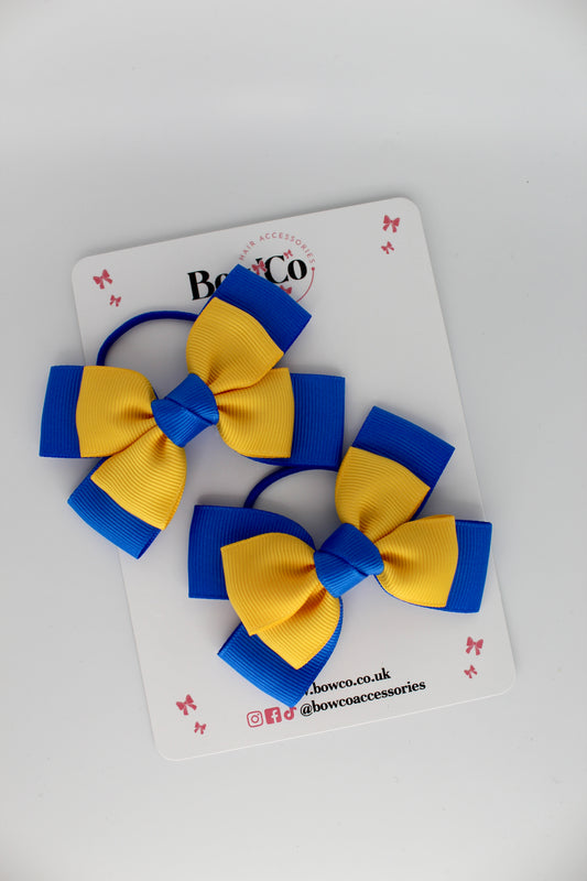Layer Bow Set - Elastic - Royal Blue and Yellow Gold