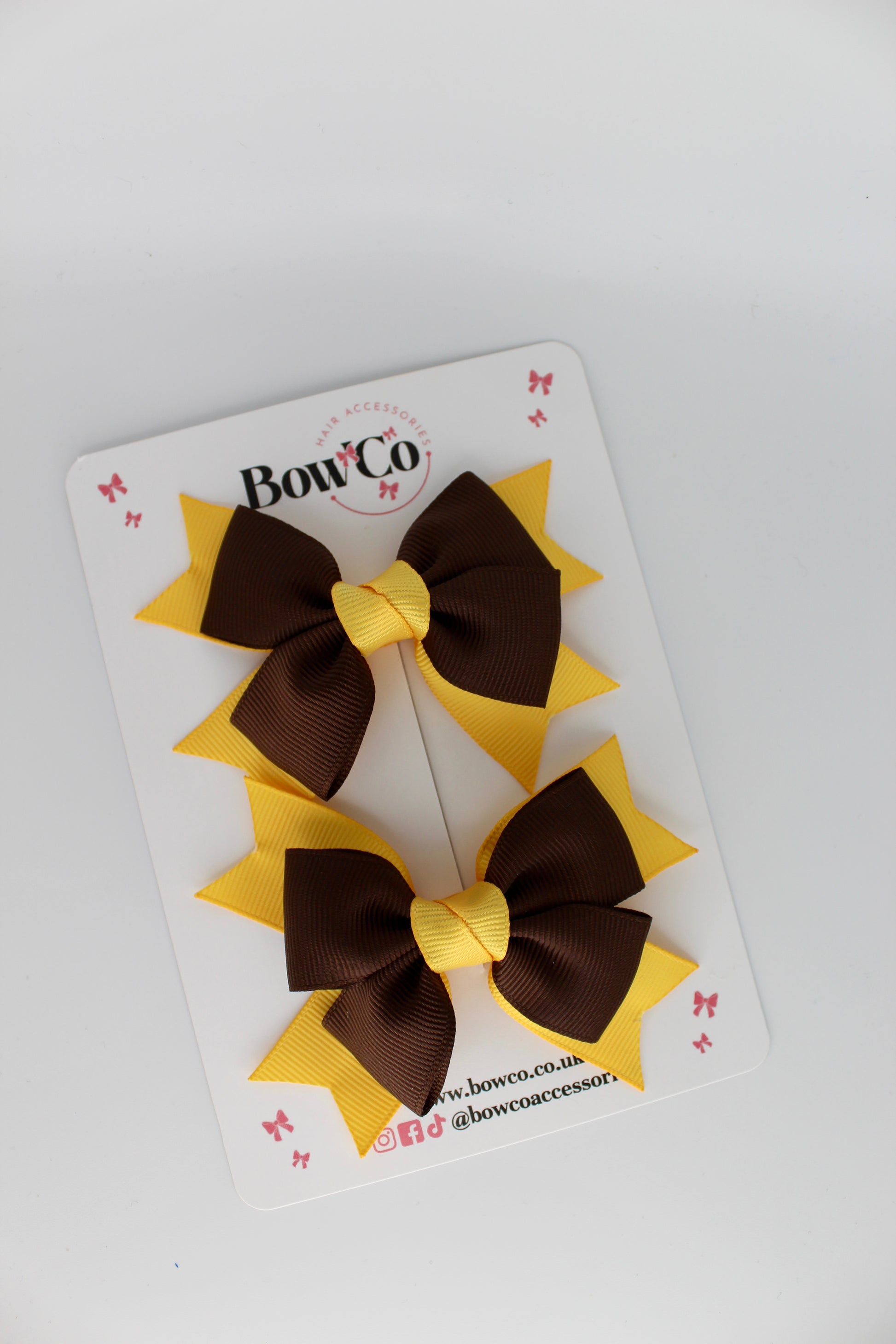 Knot Bow Set - Clip - Brown and Yellow Gold