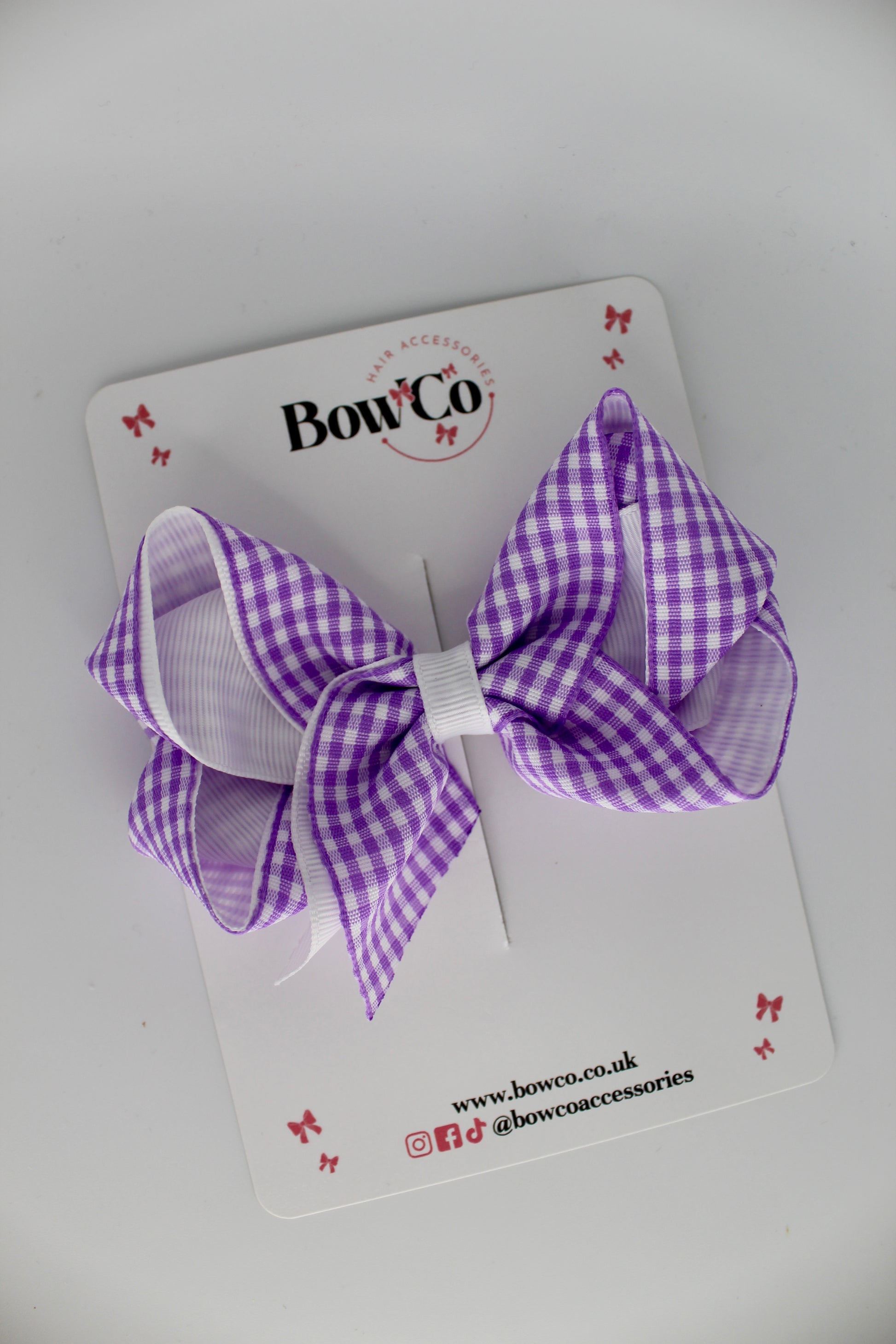 Loop Bow - Lilac Gingham - Clip