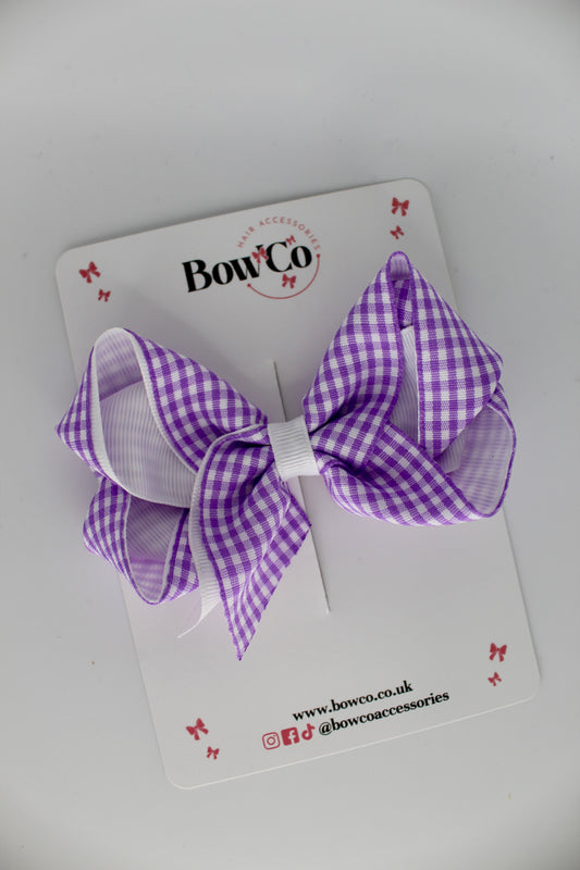 Loop Bow - Lilac Gingham - Clip
