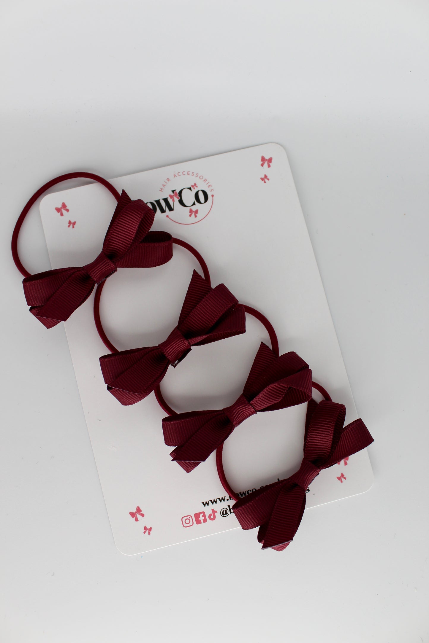 Ballerina Bows - Set of 4 - Elastic - Burgundy