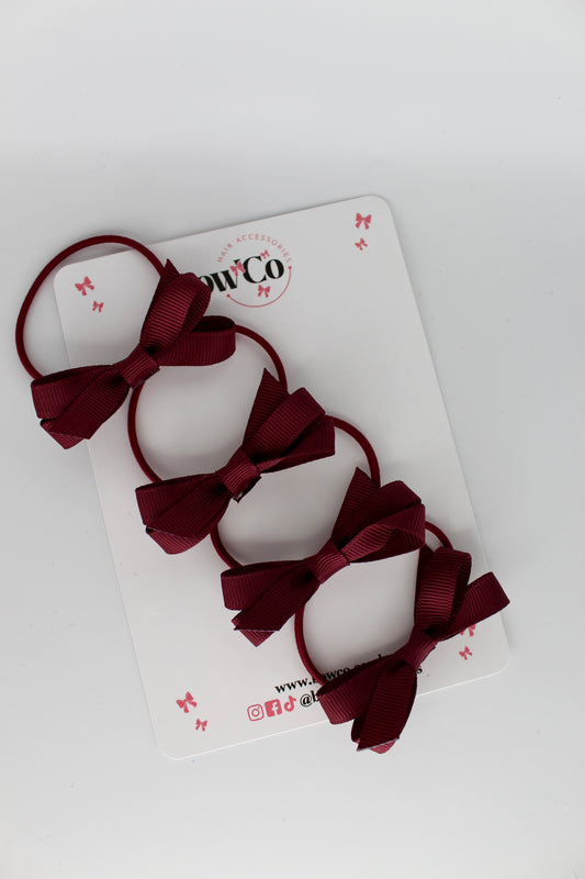 Ballerina Bows - Set of 4 - Elastic - Burgundy
