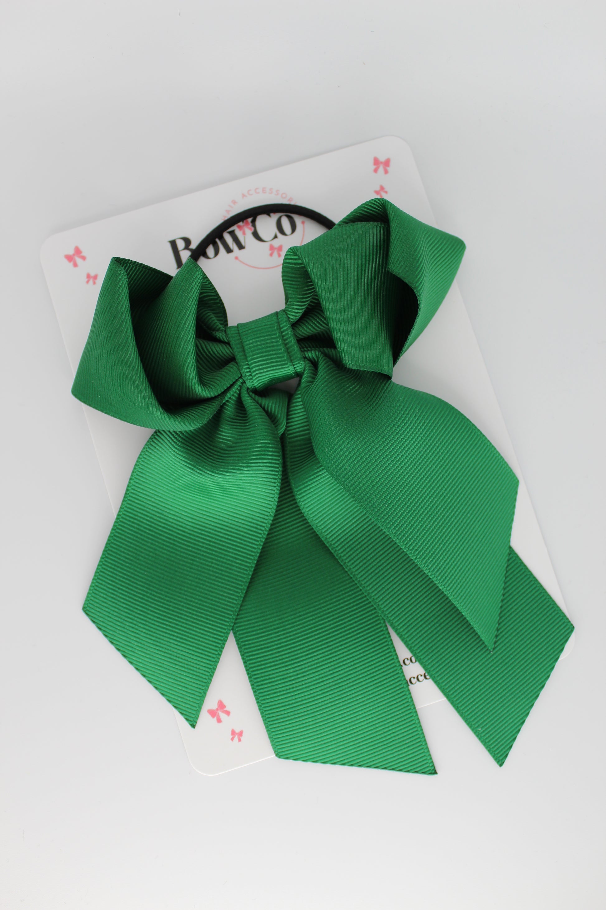 Layer Loop Tail Hair Bow - Elastic - Green