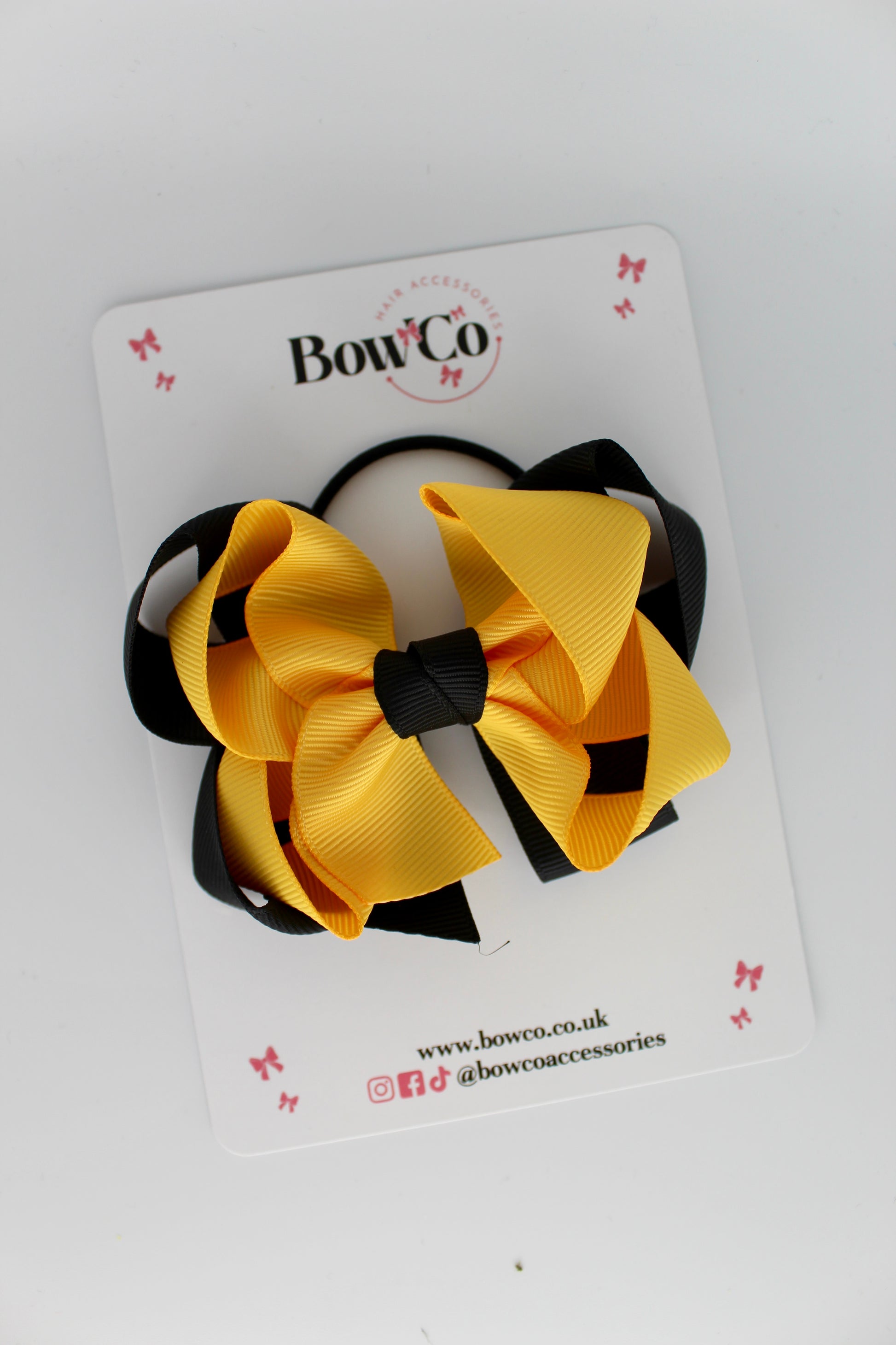 Double Loop Bow - Elastic - Black and Yellow Gold