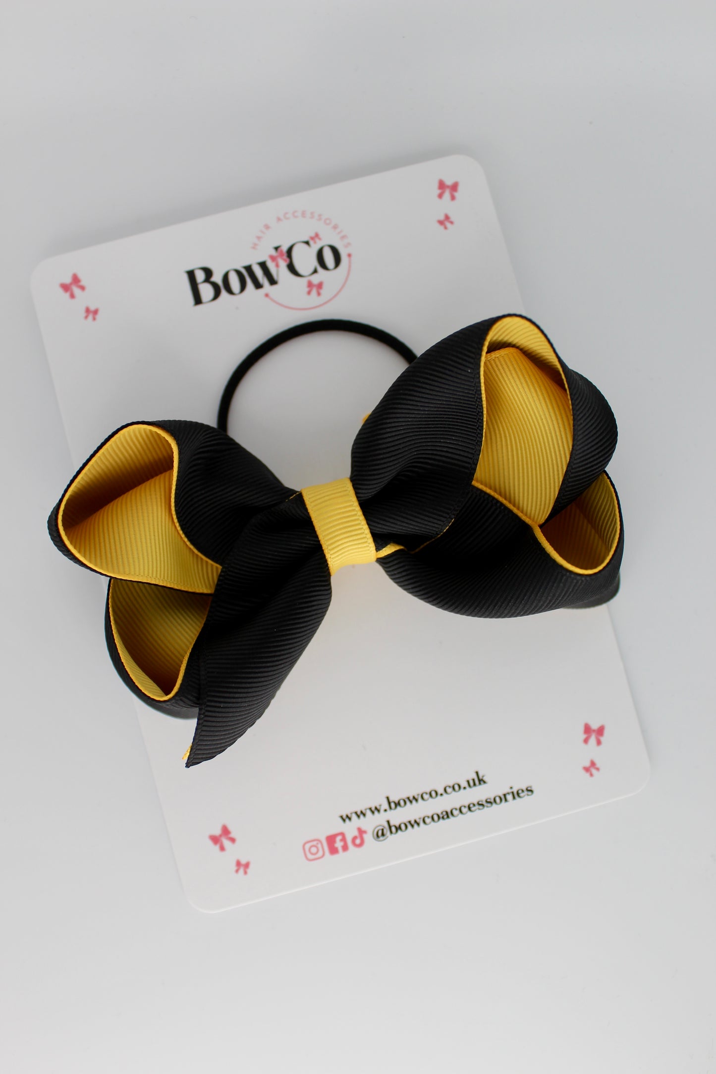 4 Inch Loop Bow - Elastic - Black and Yellow Gold