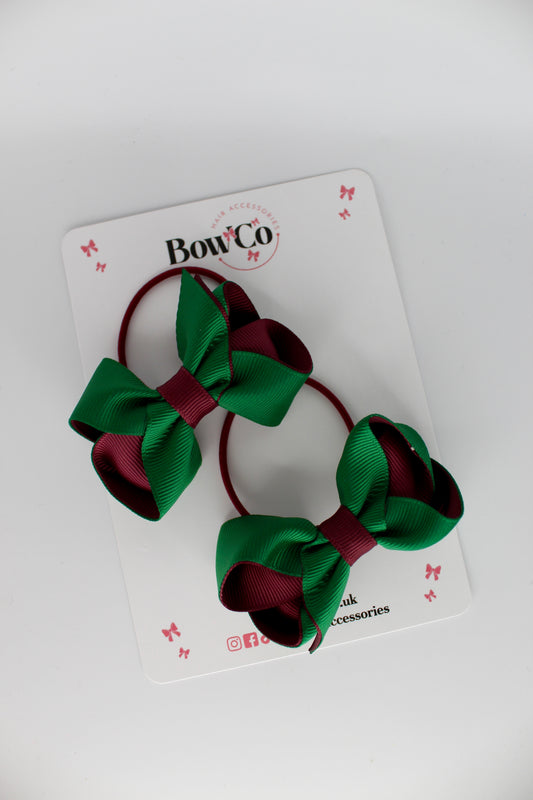 Loop Bow Set - Elastic - Forest Green and Burgundy
