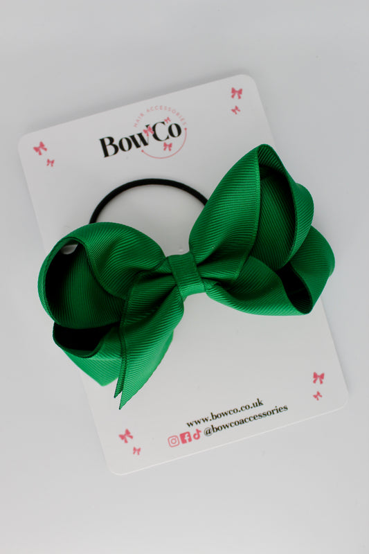 4 Inch Loop Bow - Elastic - Forest Green