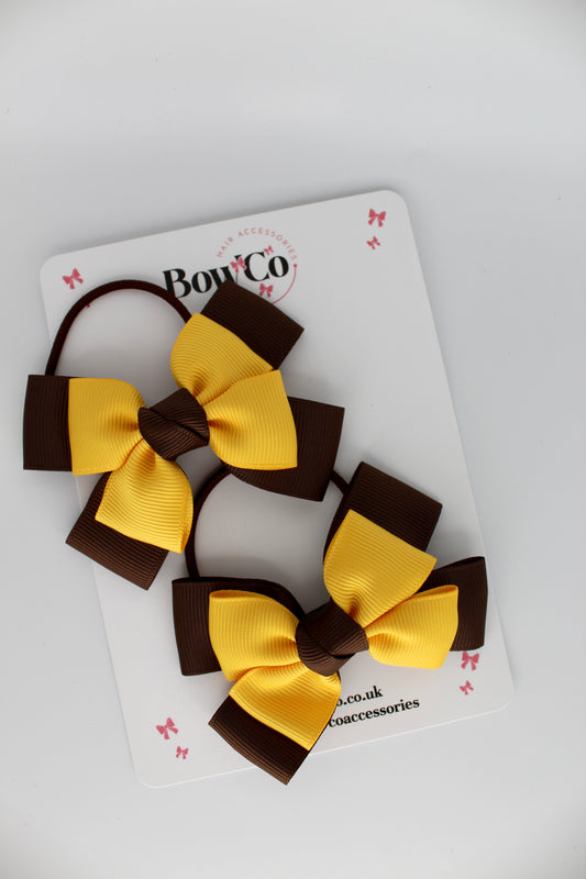 Layer Bow Set - Elastic - Brown and Yellow Gold