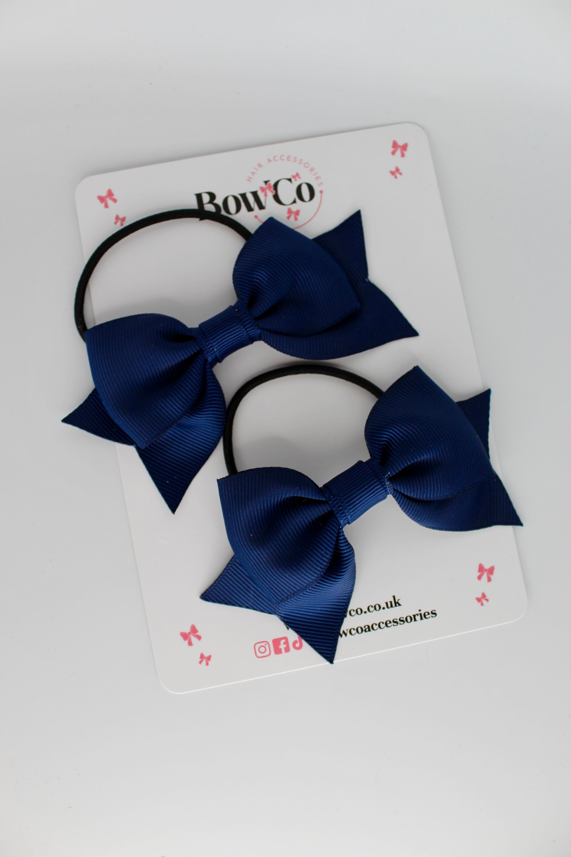 Double Knot Bow Tail Set - Elastic - Navy Blue