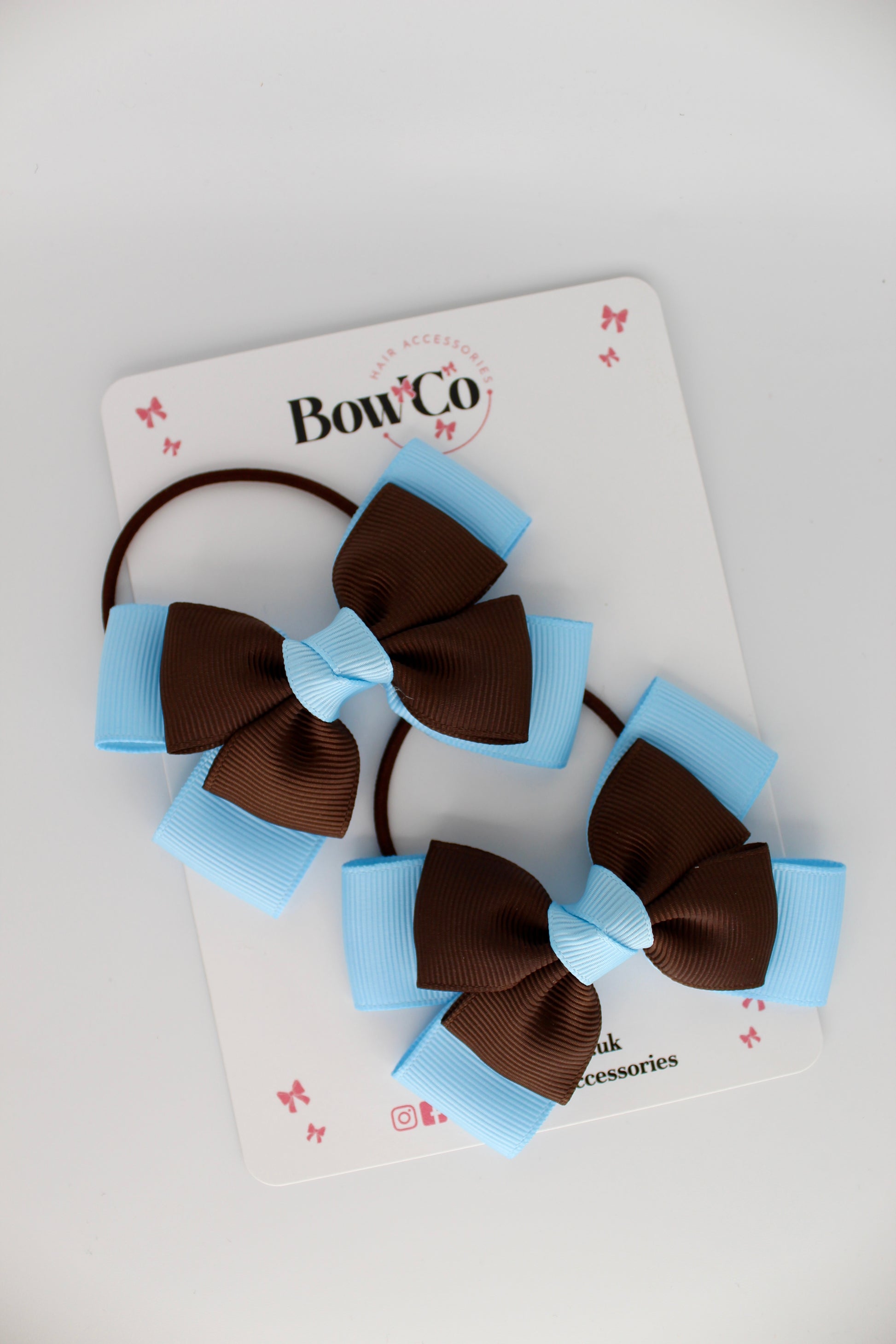 Layer Bow Set - Elastic - Blue Topaz and Brown