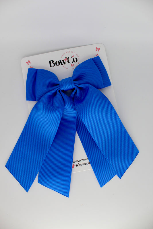 Double Layer Tail Bow - Clip - Royal Blue