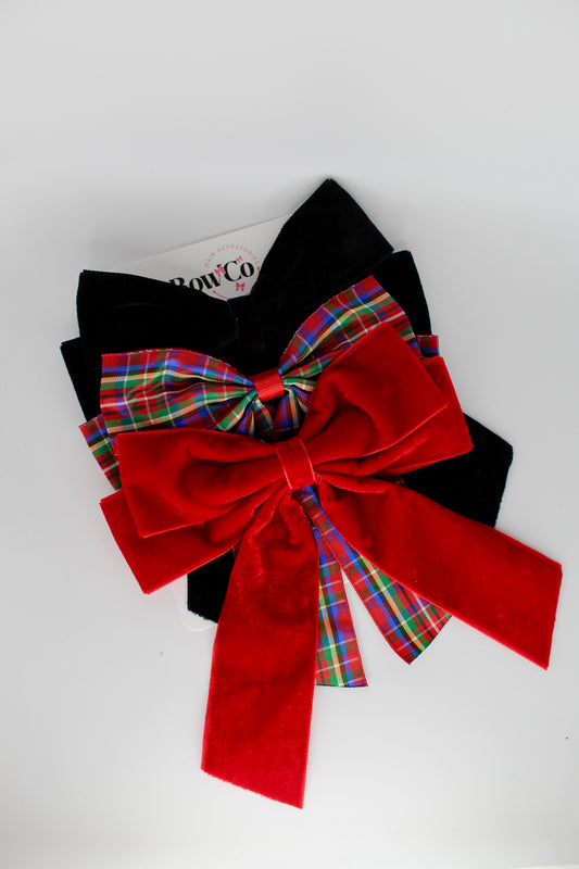 Trio of Bows - Red, Black and Traditional Tartan