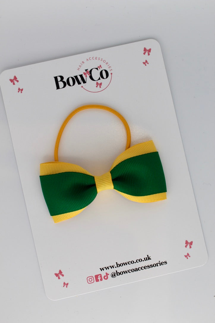 Tuxedo Bow - Elastic - Forest Green and Yellow Gold
