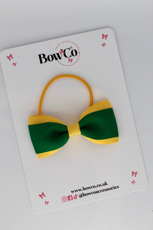 Tuxedo Bow - Elastic - Forest Green and Yellow Gold