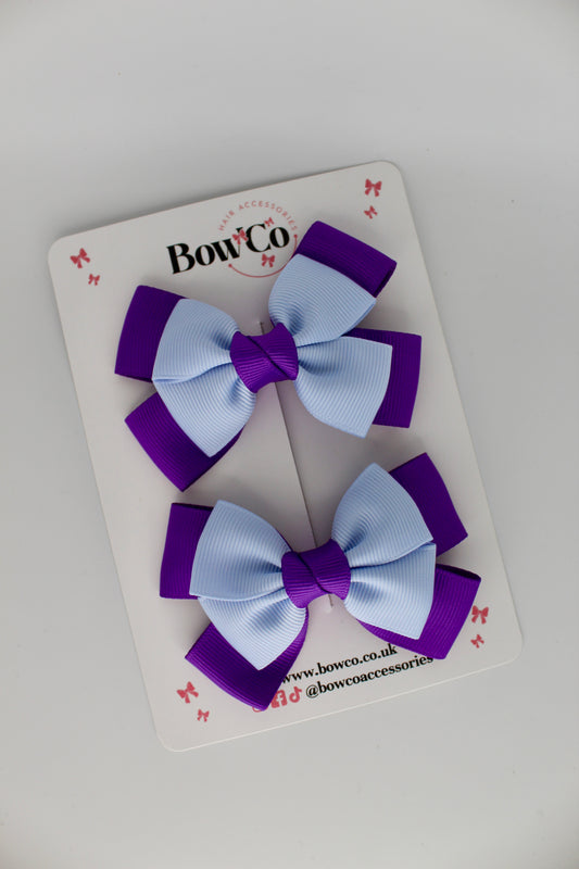 Layer Bow Set - Clip - Purple and Bluebell