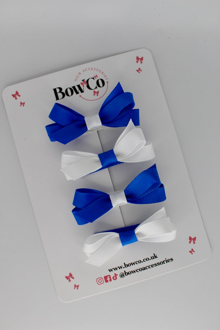 Ballerina Bows - Set of 4 - Clip - Royal Blue and White