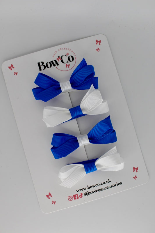 Ballerina Bows - Set of 4 - Clip - Royal Blue and White