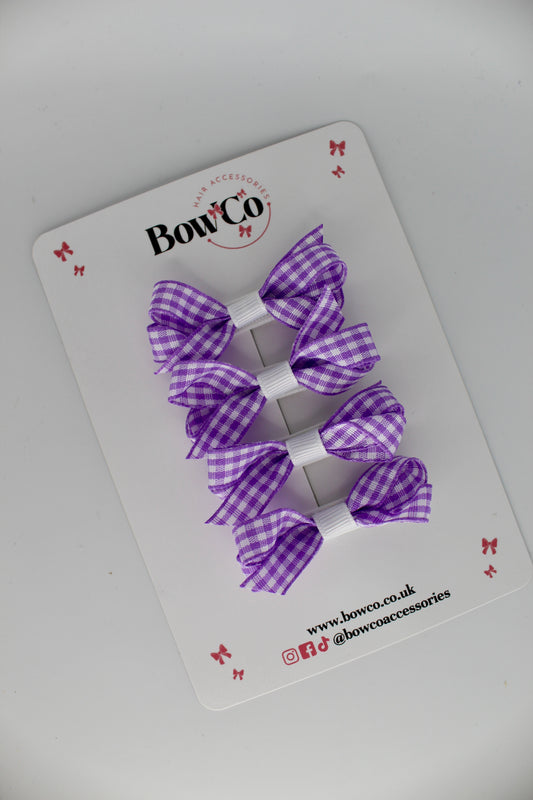 Ballerina Bow Bundle Set of 4 - Lilac Gingham - Clip