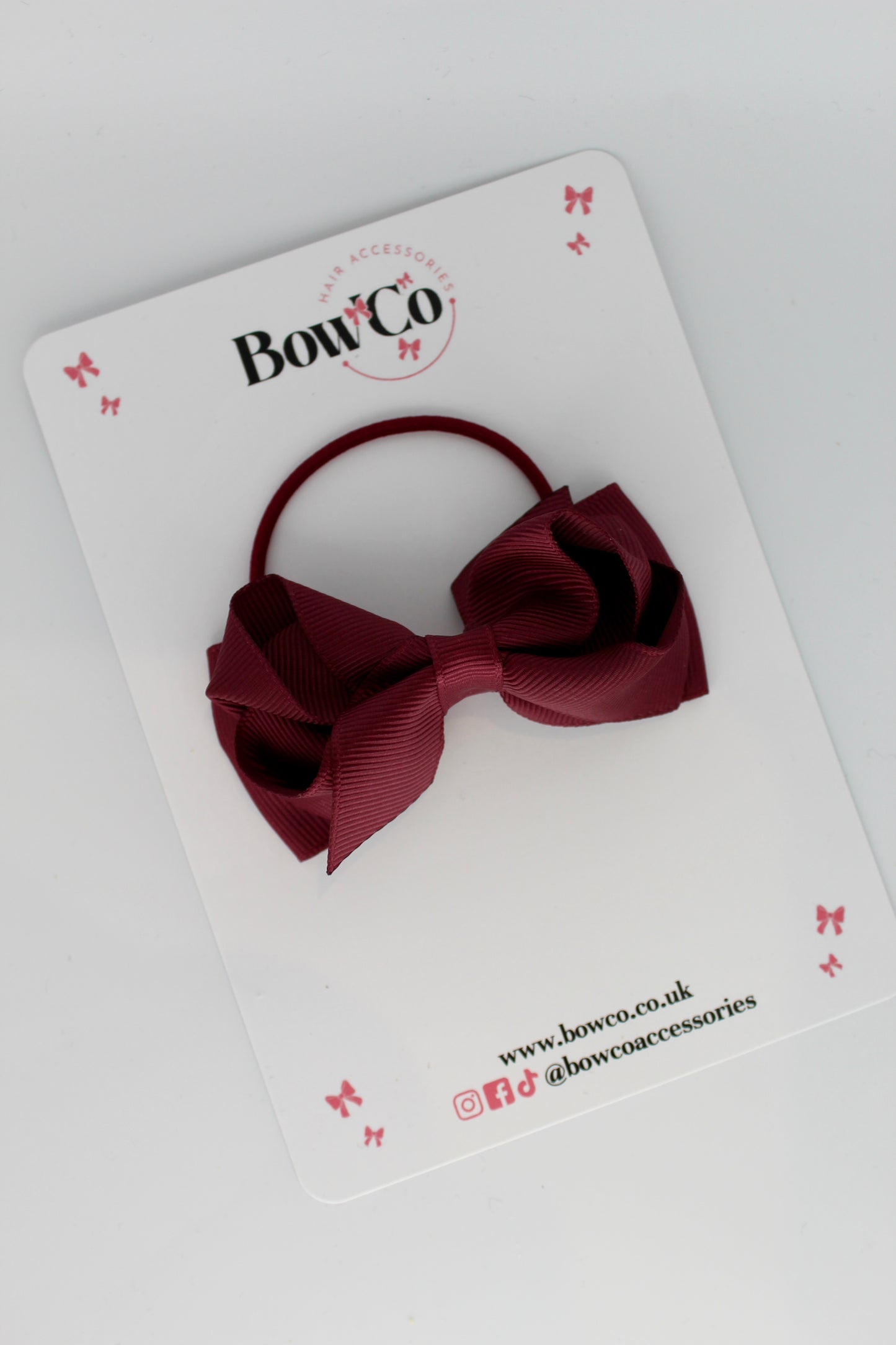 Burgundy - Ruffle Bow - Elastic