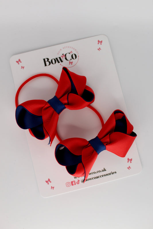 Loop Bow Set - Elastic - Red and Navy Blue