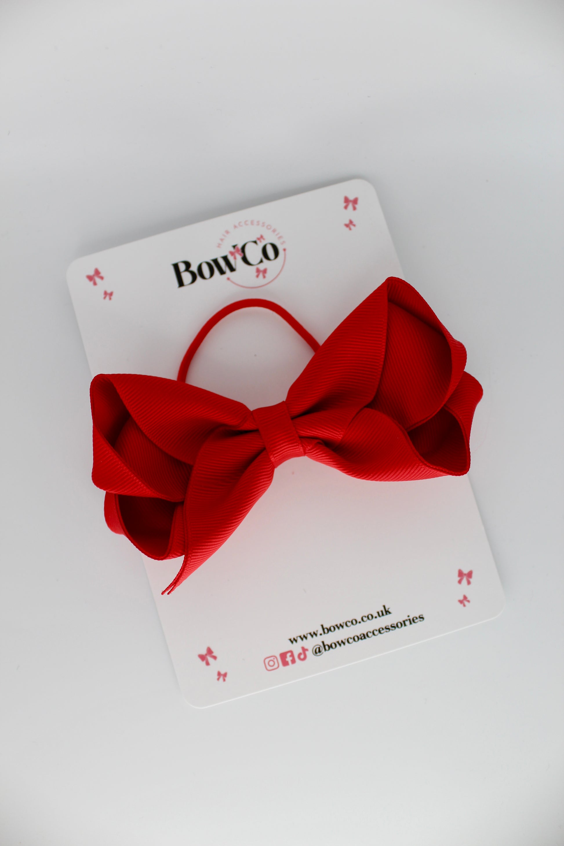 4 Inch Loop Bow - Elastic - Red