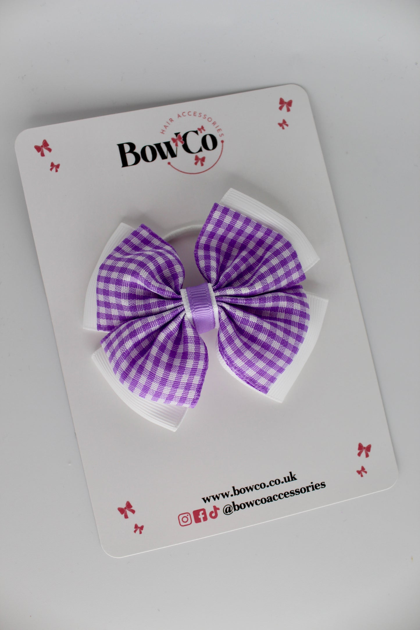 Layer Edge Bow - Lilac Gingham - Elastic