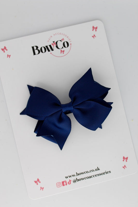 Navy Blue - Layer Tail Bow - Clip