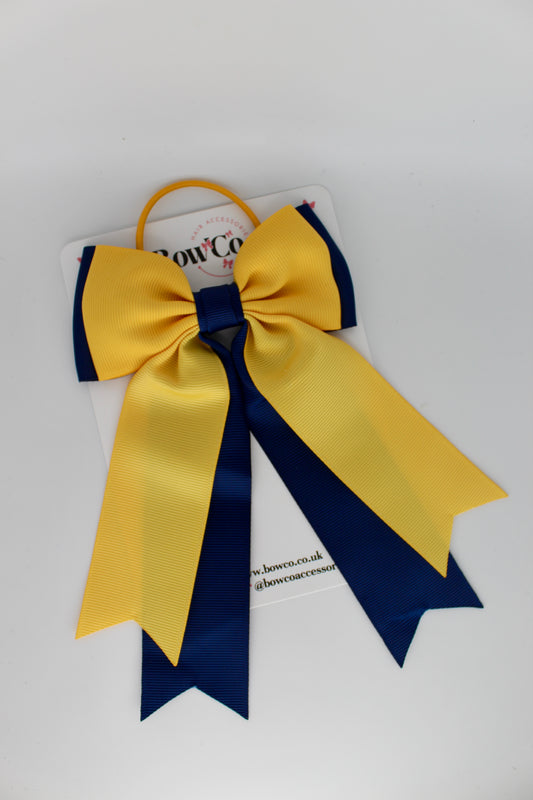 Classic Tail Bow - Elastic - Navy Blue and Yellow Gold
