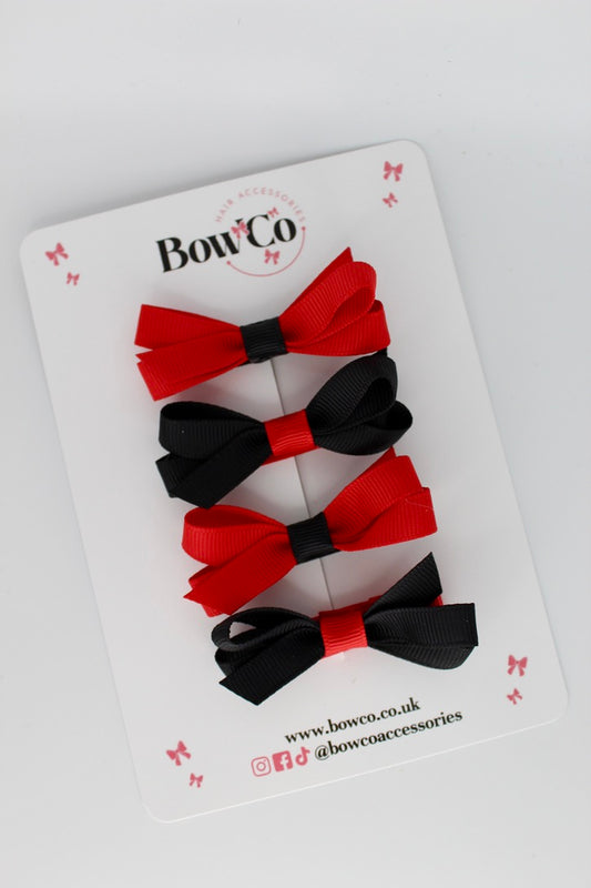 Ballerina Bows - Set of 4 - Clip - Red and Black