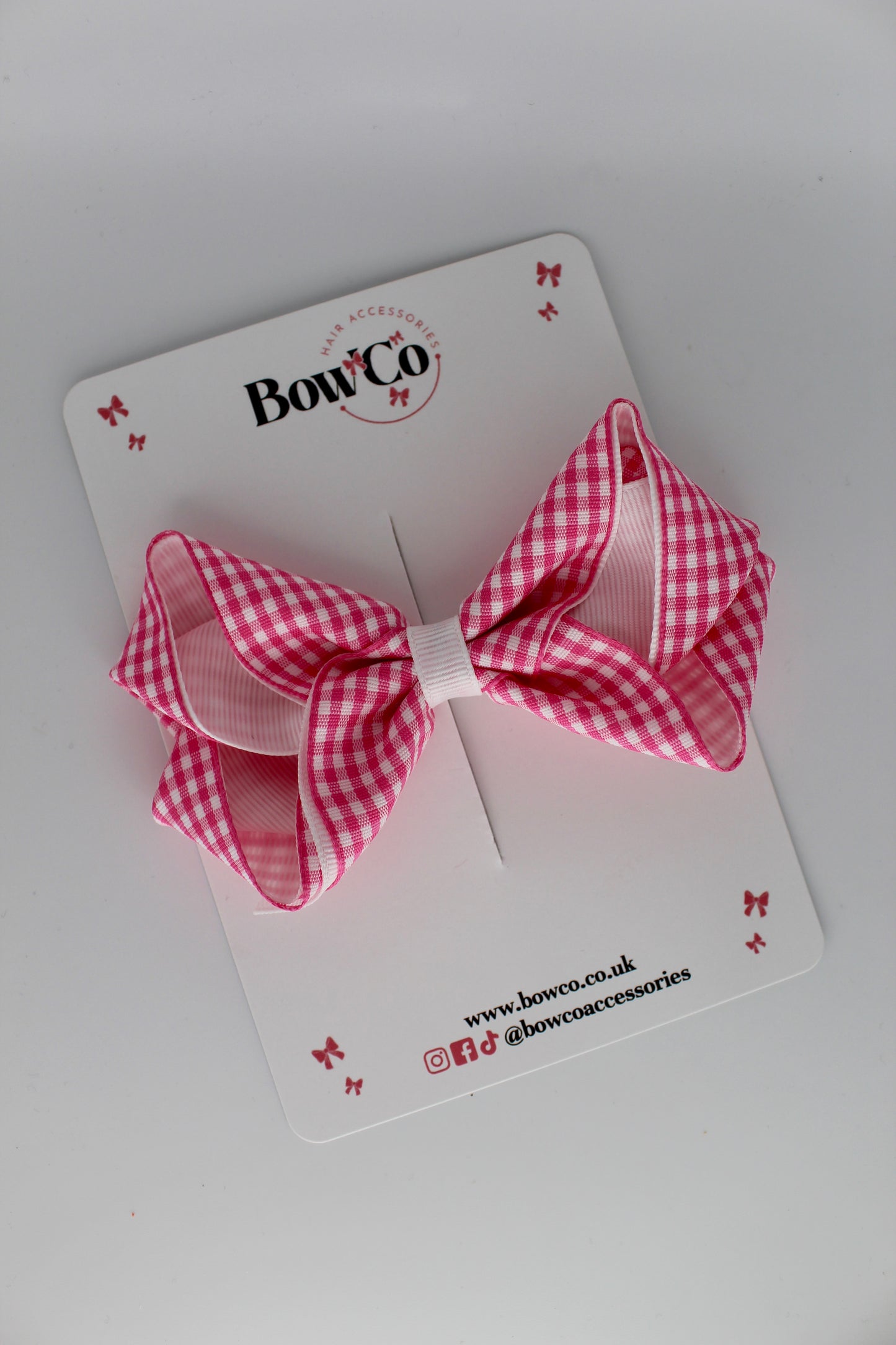 Loop Bow - Pink Gingham - Clip