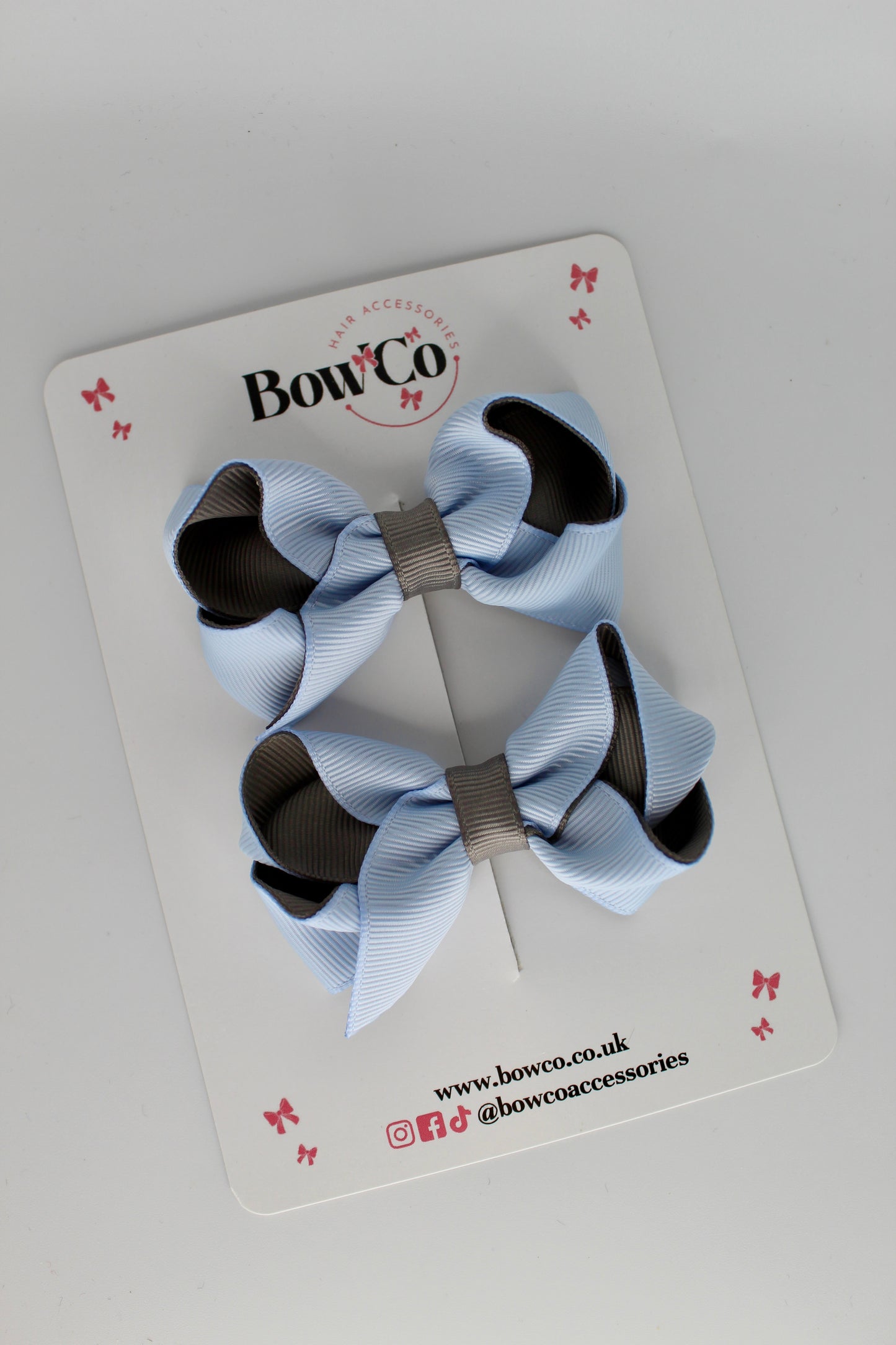 Loop Bow Set - Clip - Bluebell and Metal Grey