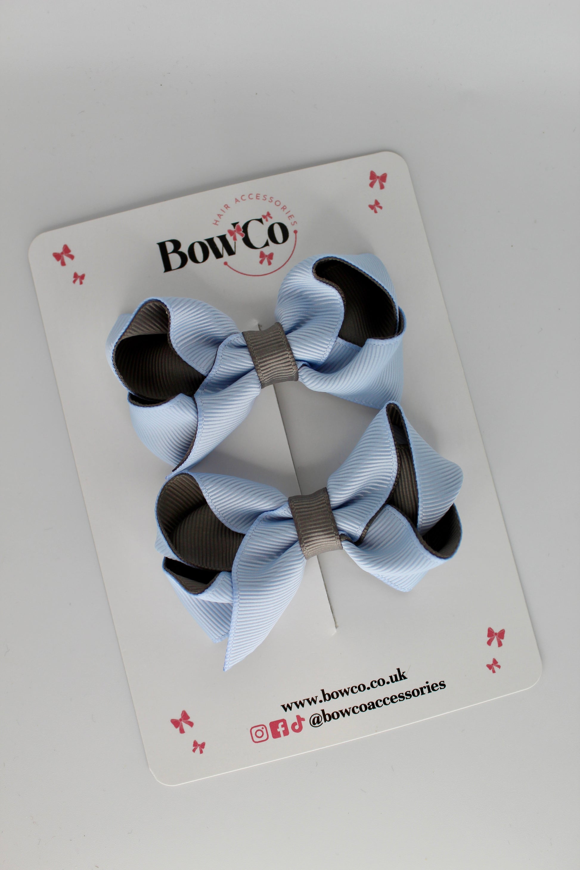 Loop Bow Set - Clip - Bluebell and Metal Grey