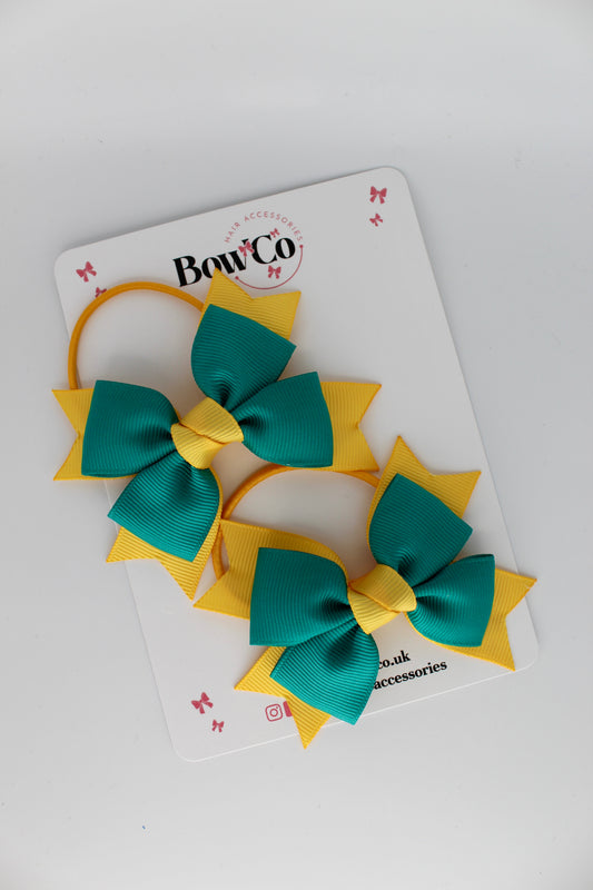 Knot Bow Set - Elastic - Jade Green and Yellow Gold