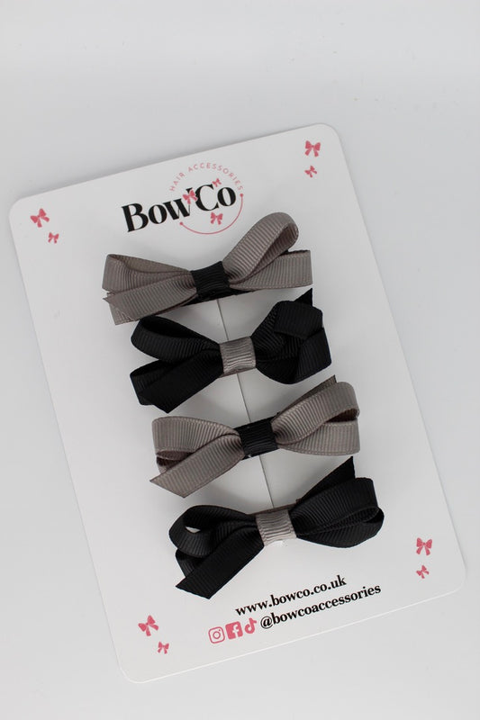 Ballerina Bows - Set of 4 - Clip - Black and Metal Grey