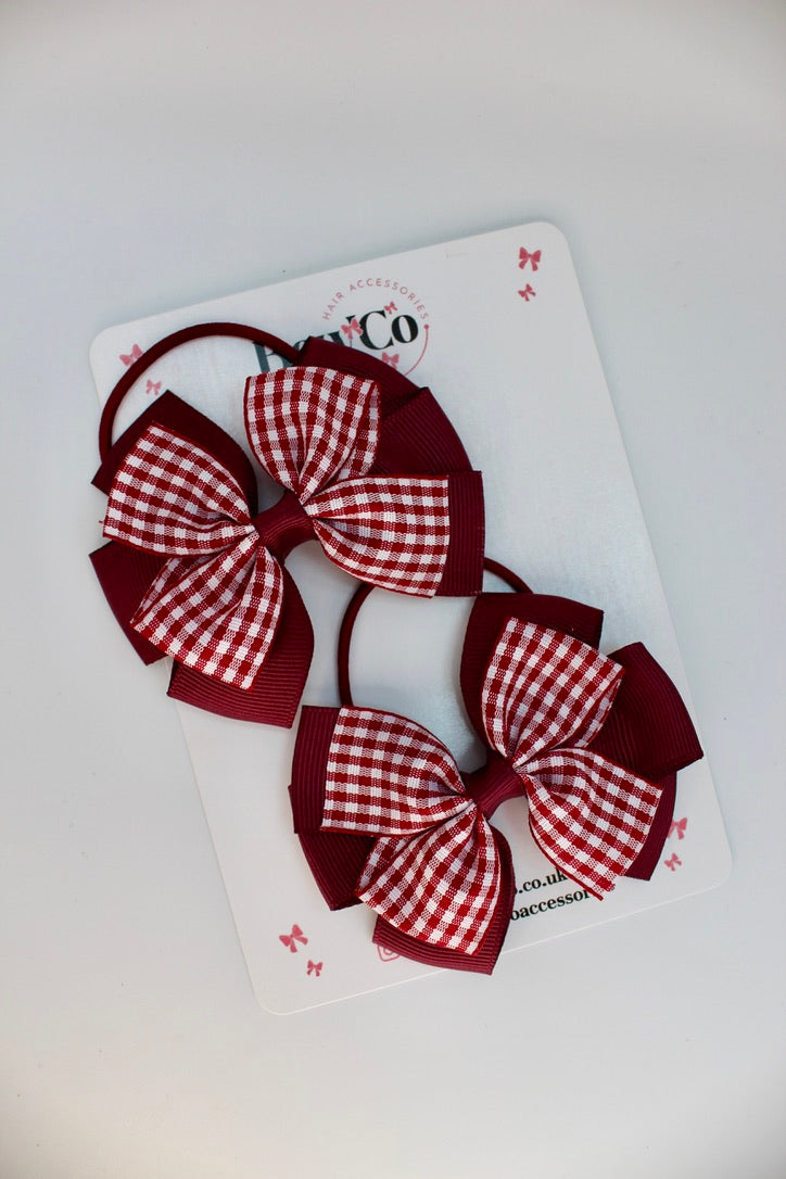 School Bows Burgundy Gingham Pinwheel Set