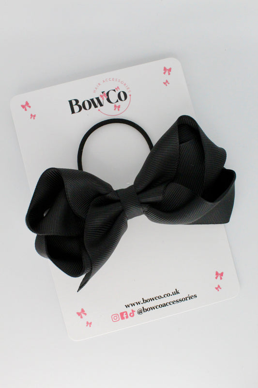 4 Inch Loop Bow - Elastic - Black
