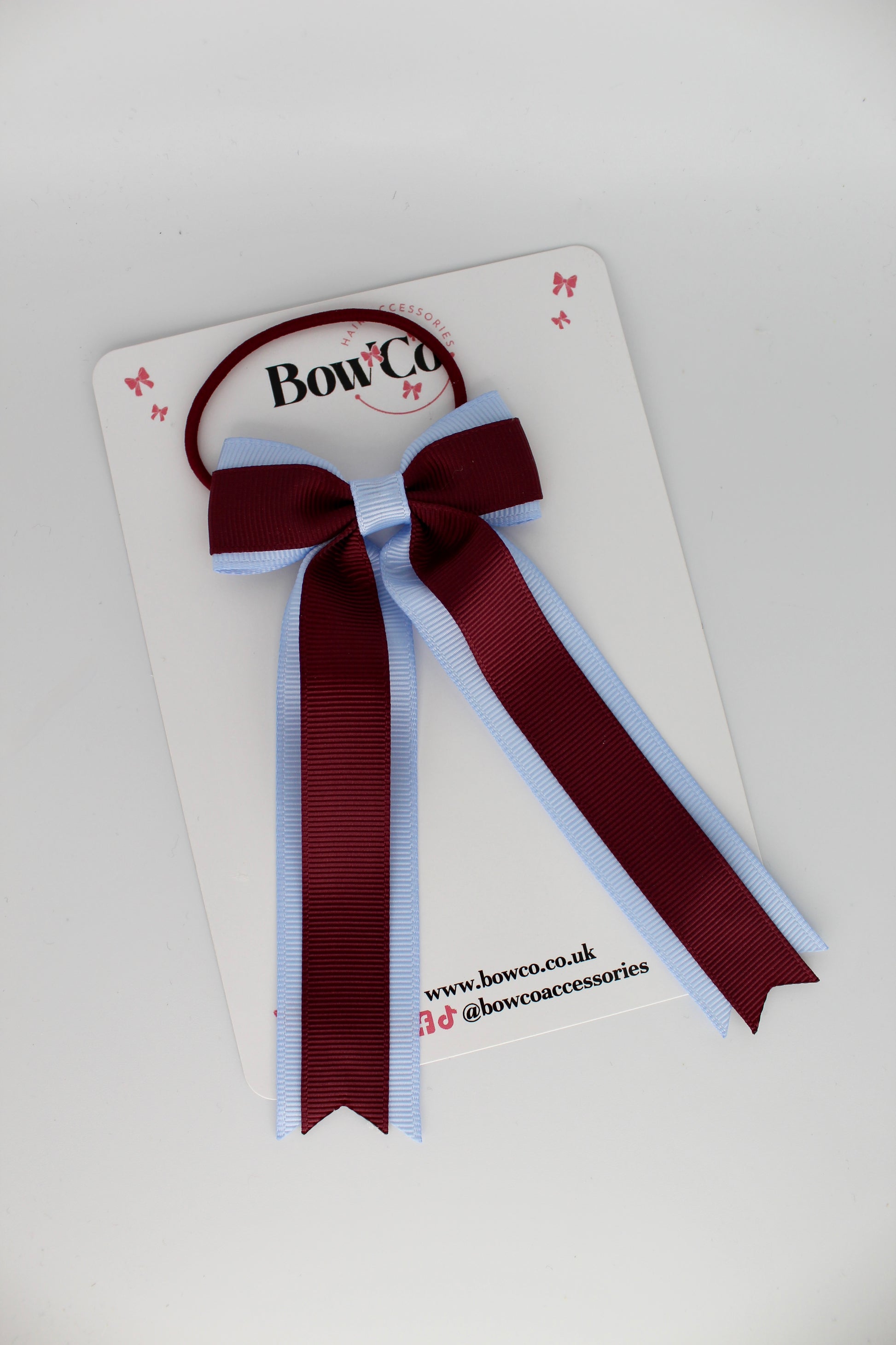Tuxedo Tails Bow - Elastic - Burgundy and Bluebell