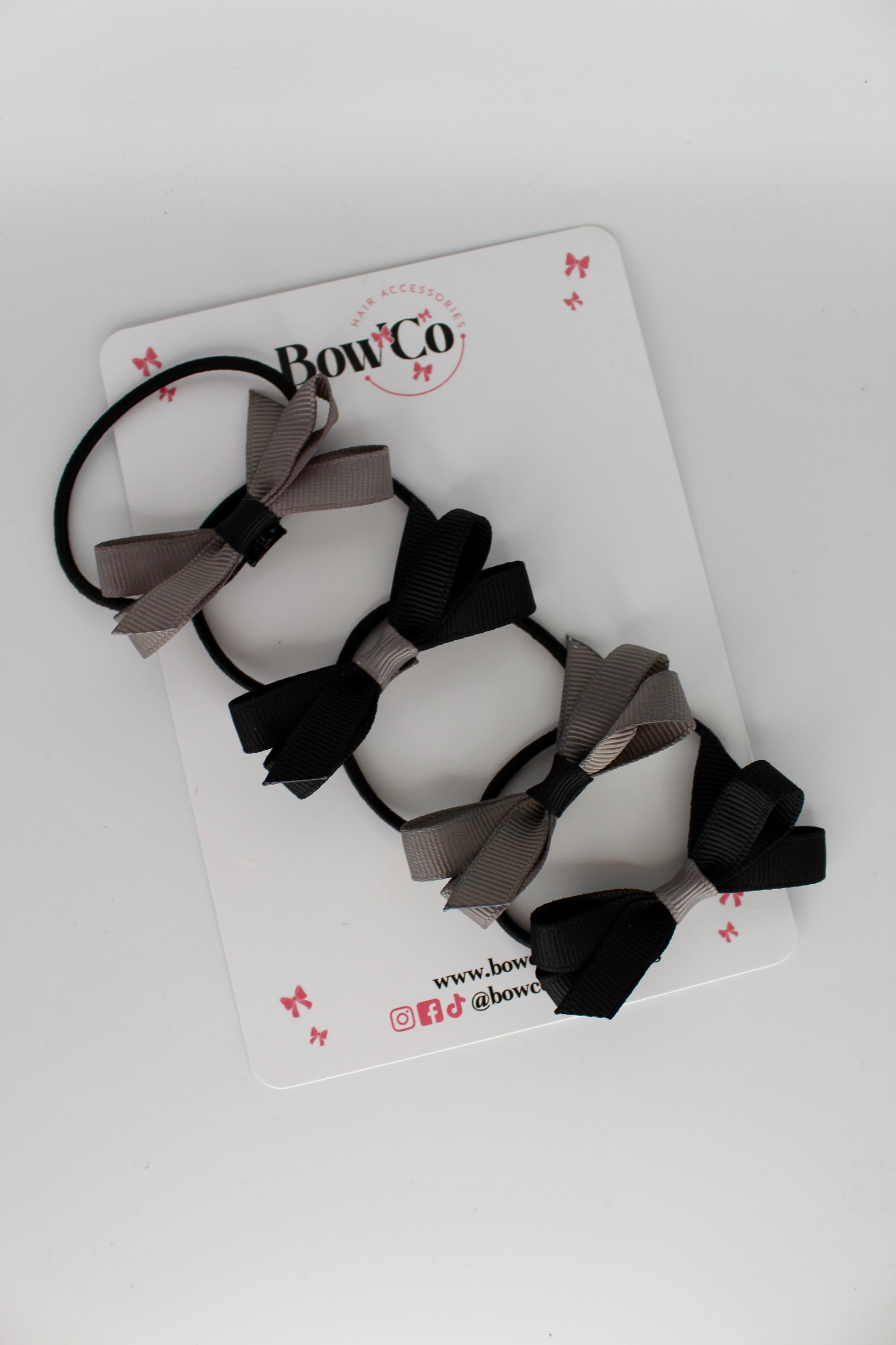 Ballerina Bows - Set of 4 - Elastic - Black and Metal Grey