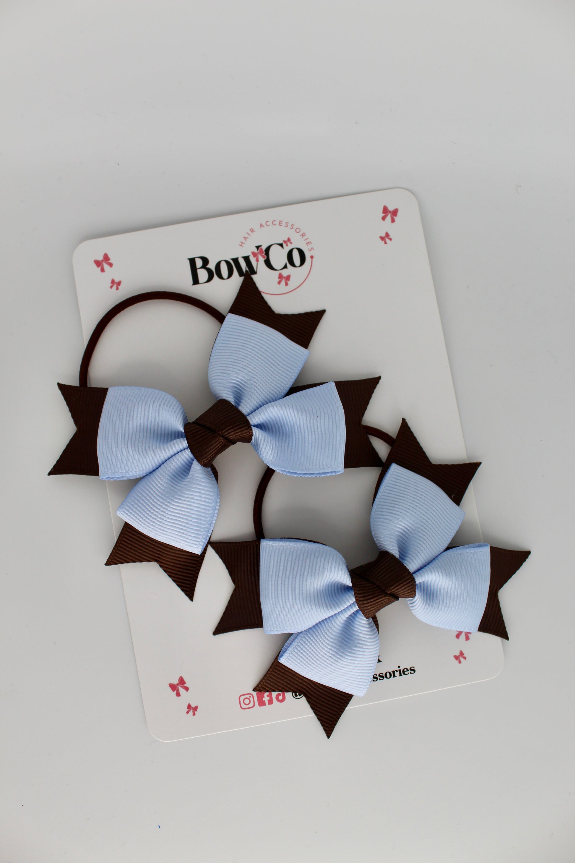 Knot Bow Set - Elastic - Bluebell and Brown