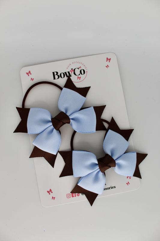 Knot Bow Set - Elastic - Bluebell and Brown