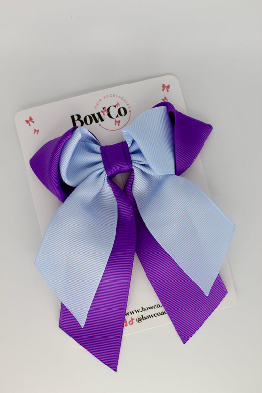 Layer Loop Tail Hair Bow - Clip - Purple and Bluebell
