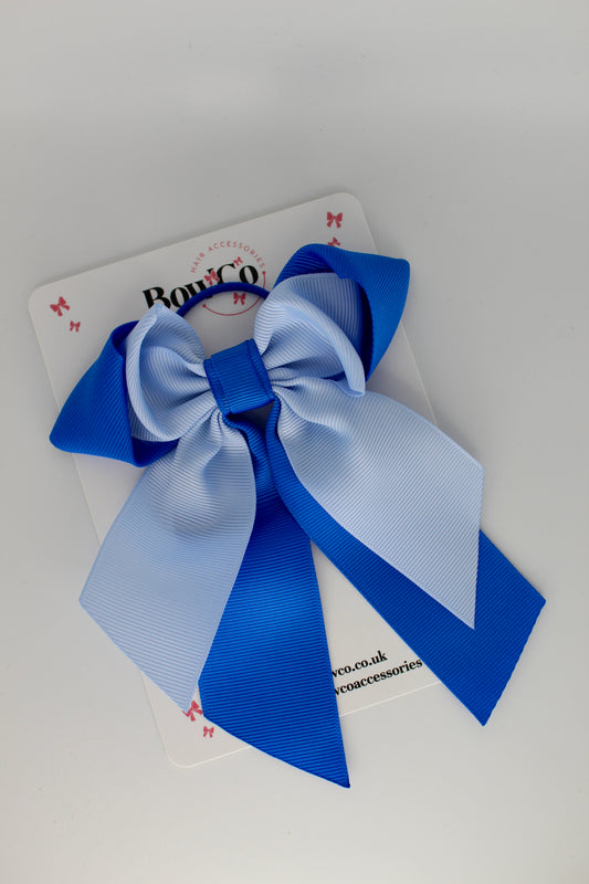 Layer Loop Tail Hair Bow - Elastic - Royal Blue and Bluebell