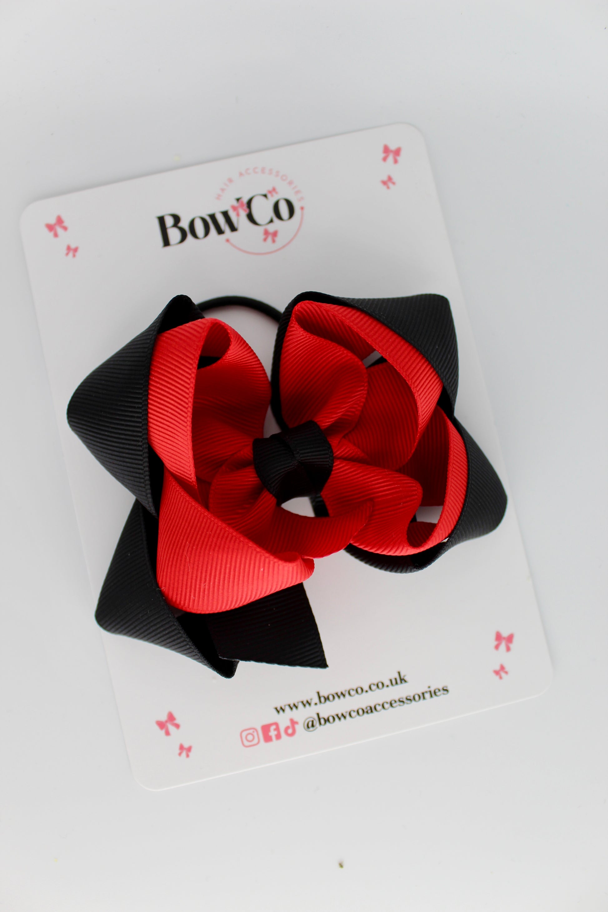 Double Loop Bow - Elastic - Red and Black
