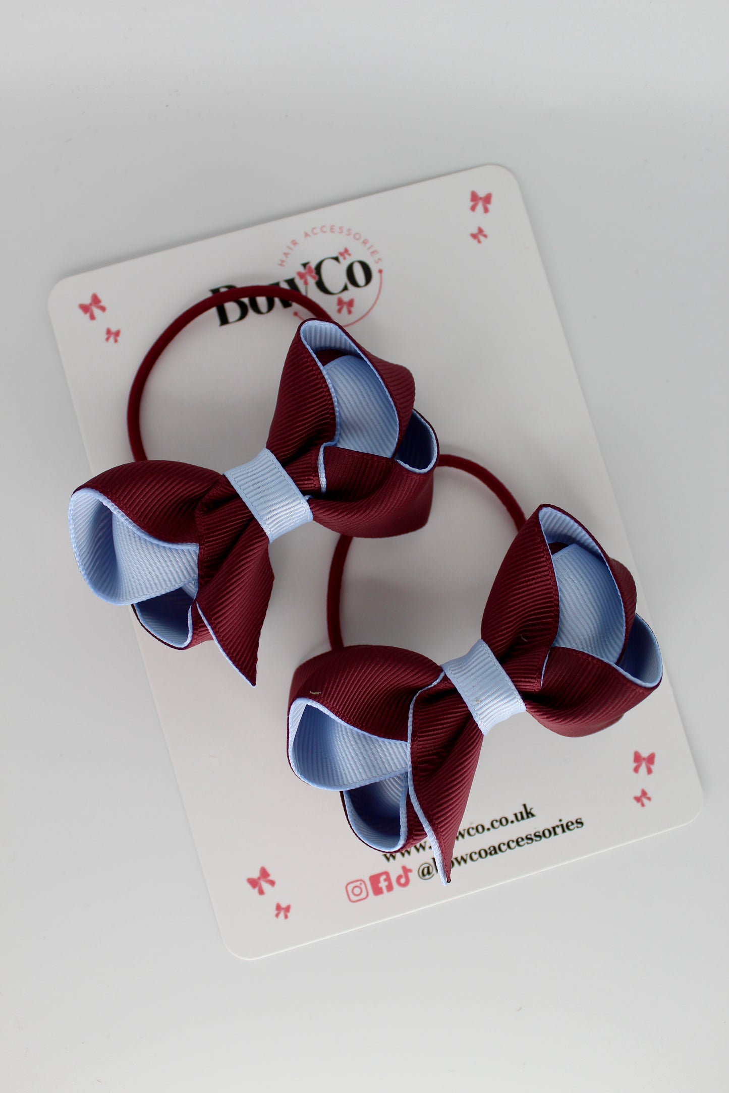 Loop Bow Set - Elastic - Burgundy and Bluebell