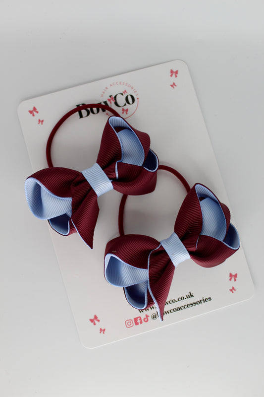 Loop Bow Set - Elastic - Burgundy and Bluebell