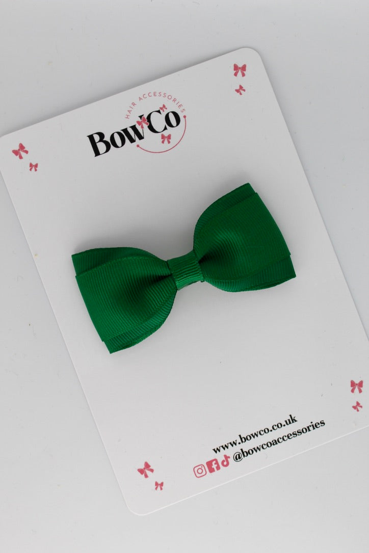 3 Inch Tuxedo Bow - Clip - Forest Green